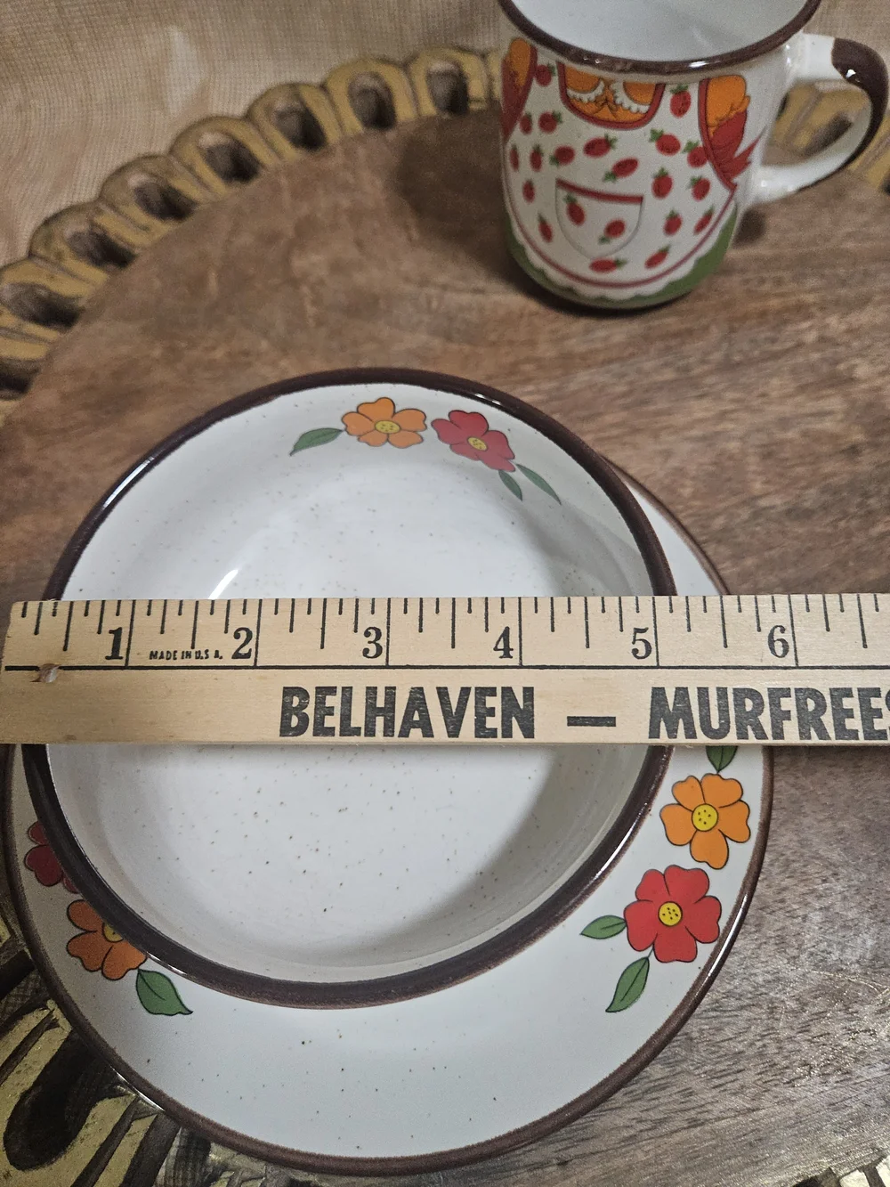 VTG Interpur Stacking Childrens Dish Set Strawberry Girl Bowl Mug Plate 3 Pc Set